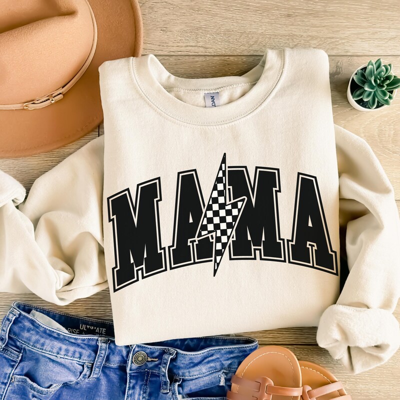 CHECKER LIGHTNING MAMA GRAPHIC SWEATSHIRT