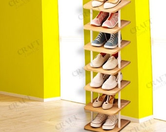 7 Tier Wooden Vertical Shoe Organizer | Shoe Storage | Shoe Bench | Entryway Shoe Rack | Shoe Cabinet | Rustic Shoe Rack | Home Decor