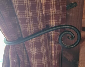 Hand forged scrolled curtain tie backs