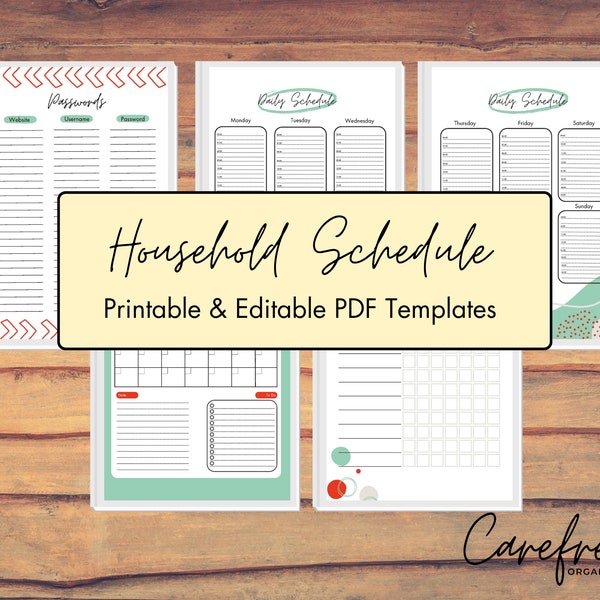 Household Schedule PDF Templates