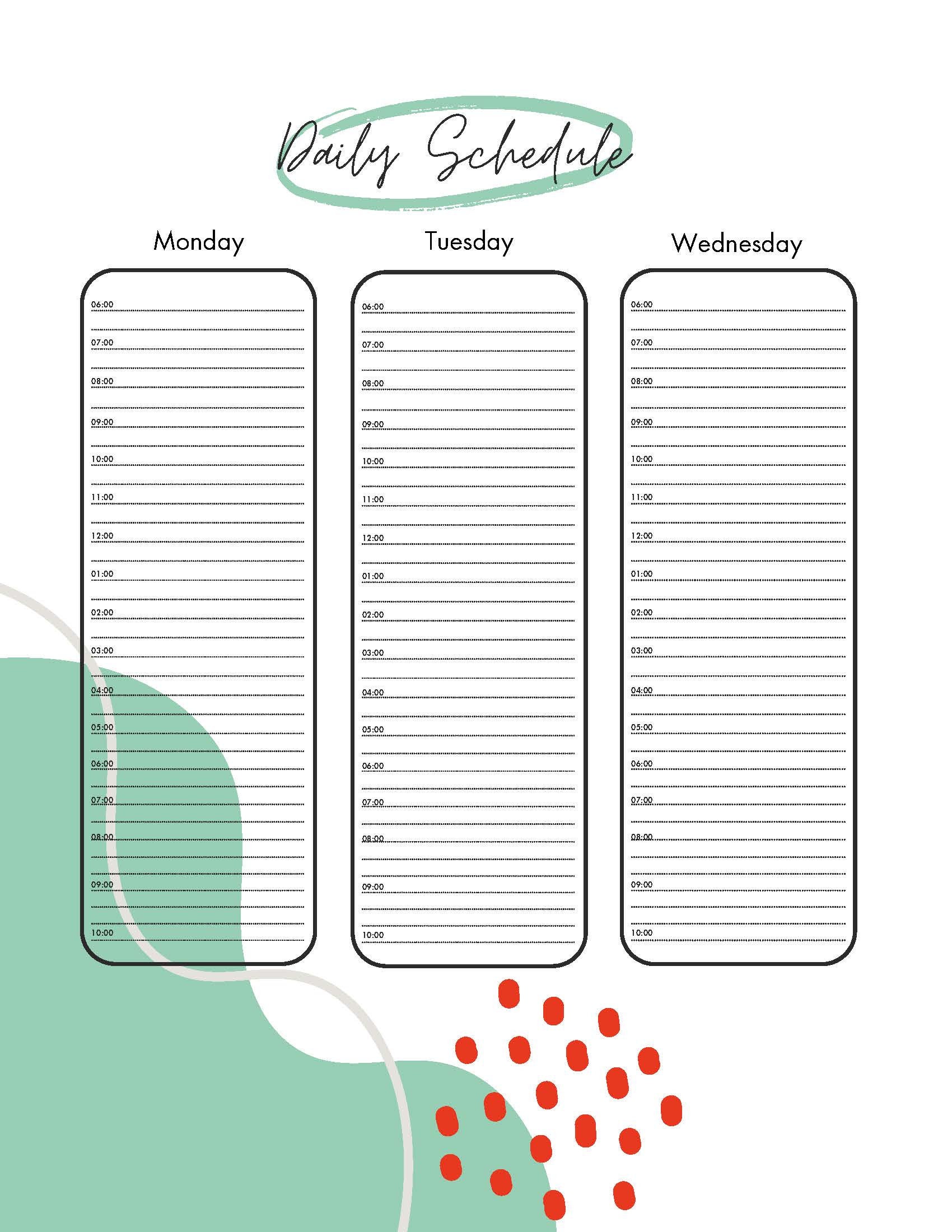 Household Schedule Pdf Templates Etsy