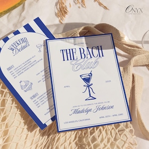 The Bach Club Bachelorette Party Invitation and Itinerary Template Beach Bachelorette Invite Last Toast on the Coast Bachelorette Itinerary