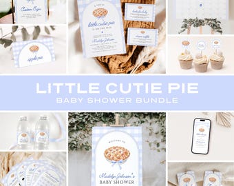 Cutie Pie Baby Shower Bundle Cutie Pie Baby Shower Invitation Fall Thanksgiving Baby Shower Little Cutie Baby Shower Autumn Baby Shower Blue