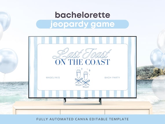 Last Toast on the Coast Bachelorette Jeopardy Game Template Coastal Bachelorette Party Game Bach Club Coastal Cowgirl Bachelorette Trivia