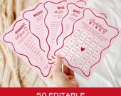 Bachelorette Party Games Template Wavy Pink and Red Bridal Games Bundle Hen Party Games Fun Bridal Shower Games Printable Bachelorette Games