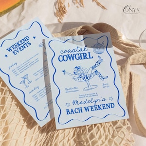 Coastal Cowgirl Bachelorette Invitation and Itinerary Template Last Toast on the Coast Beach Bachelorette Party Invitation Weekend Itinerary