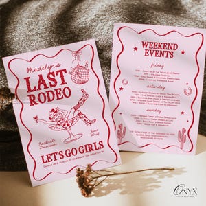 Last Rodeo Bachelorette Itinerary Template Nashville Bachelorette Weekend Invite Last Rodeo Bachelorette Party Disco Cowgirl Bachelorette