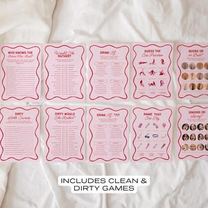 Bachelorette Party Games Template Wavy Pink and Red Bridal Games Bundle Hen Party Games Fun Bridal Shower Games Printable Bachelorette Games Bild 5