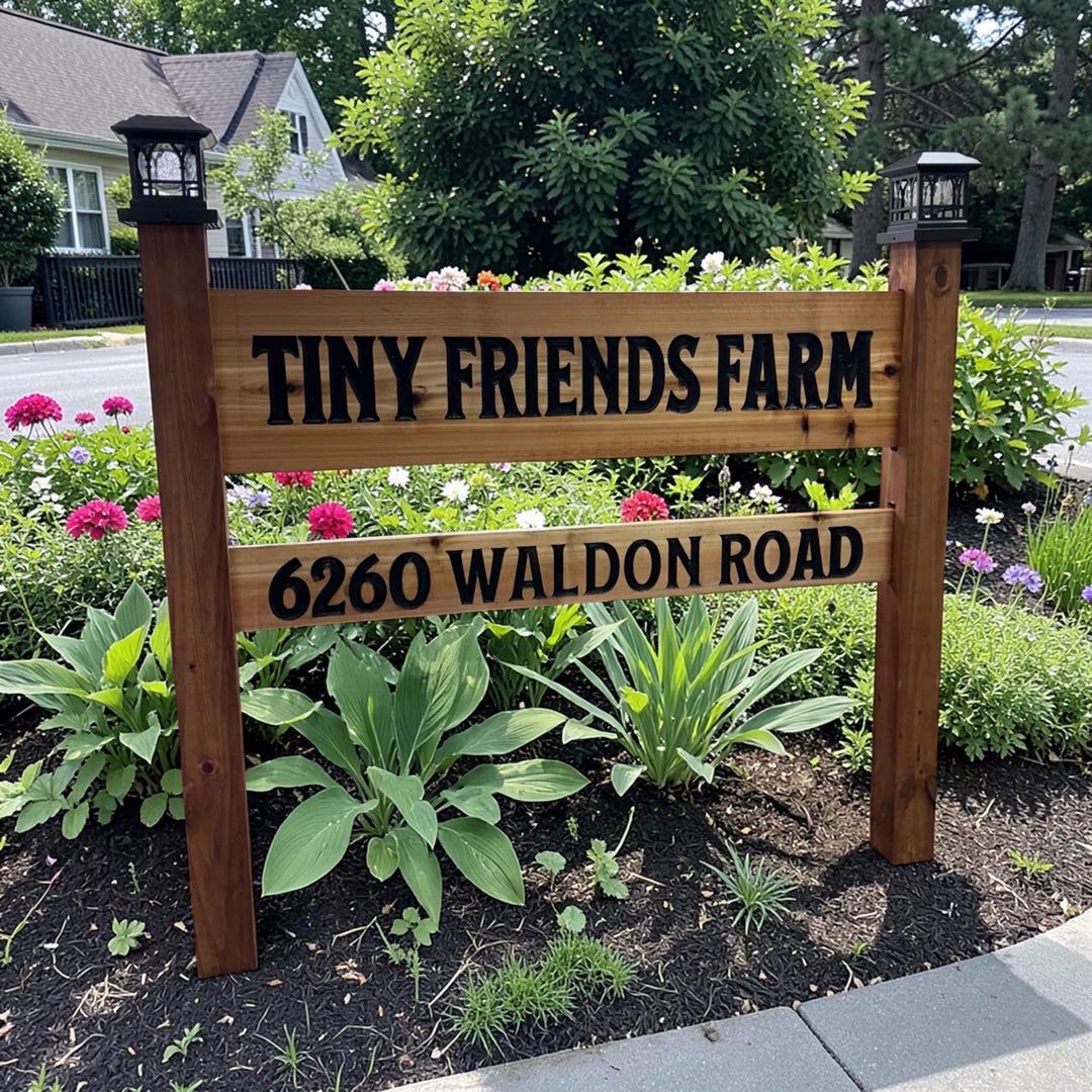 Large Cedar Wood Address Sign | Personalized Farm and Ranch Driveway ...