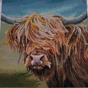 Diamond Painting Finished | Colorful Highland Cow | Cow Lover Gift | Diamond Painting Wall Art | Unframed | Cow Art | Farm Animal