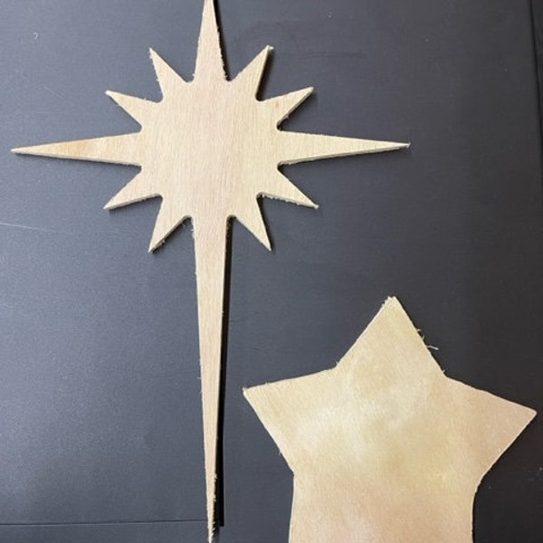 Star Wooden Cutout Shape | Bethlehem Star | Five Point Star | Unfinished Wood Blank Star | Christmas Star | Silhouette | Wood Cutout Star