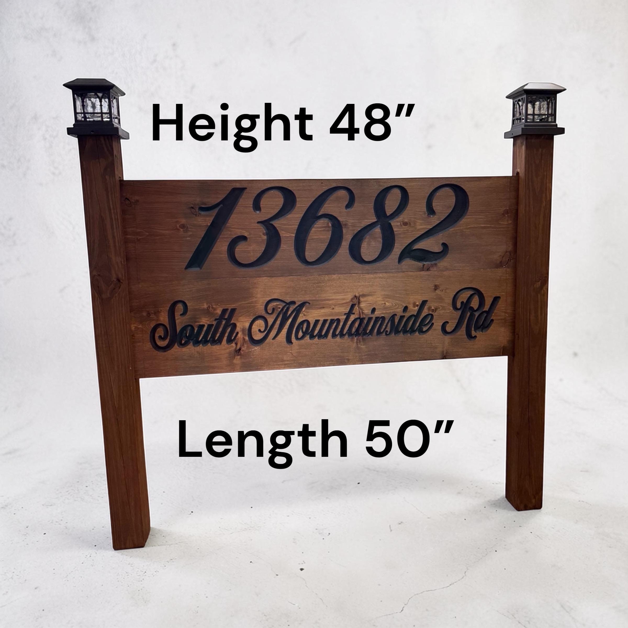 Large Personalized Pine Wood Address Sign With Solar Lights | Farm ...