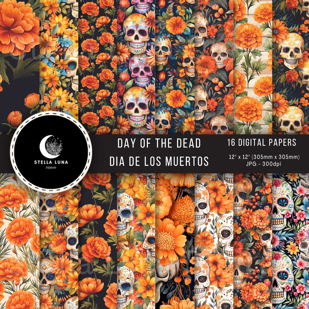 Day of the Dead Printable Paper Dia De Los Muertos Sugar - Etsy