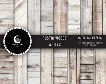 Rustic White Light Wood Digital Printable Paper, Neutrals, Wood Backgrounds, Wood Texture, Printable Scrapbook Paper, Instant Download