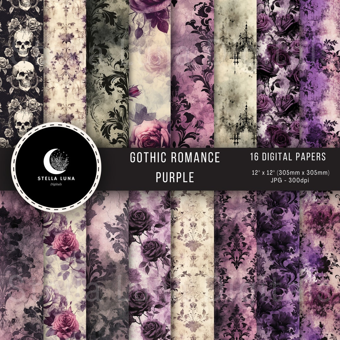 Gothic Victorian Romance Printable Paper, Pattern, Damask, Roses ...