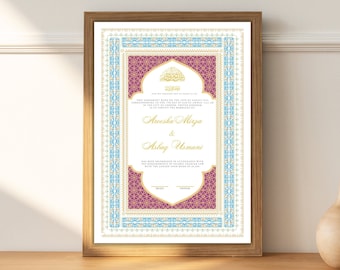 Luxury Nikkah Certificate Digital Download, Islamic Marriage Contract, Printable Muslim Nikkahnama, Intricate Marriage Certificate, A3, A4