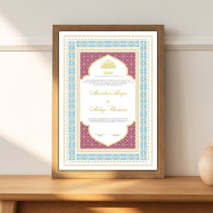 Luxus Nikkah Zertifikat Digitaler Download, Islamischer Ehevertrag, Printable Muslim Nikkahnama, Komplizierte Heiratsurkunde, A3, A4