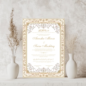 Luxury Nikkah Certificate, Premium Nikkah Contract Template, Editable Nikkah Certificate, Digital Nikkah Contract, Gold Islamic Nikah Nama