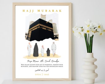 Personalized Hajj Mubarak Print Frame, Digital Hajj Mubarak Frame, Hajj Mubarak Islamic, Muslim Hajj Gift, Customizable Hajj Mubarak Gift