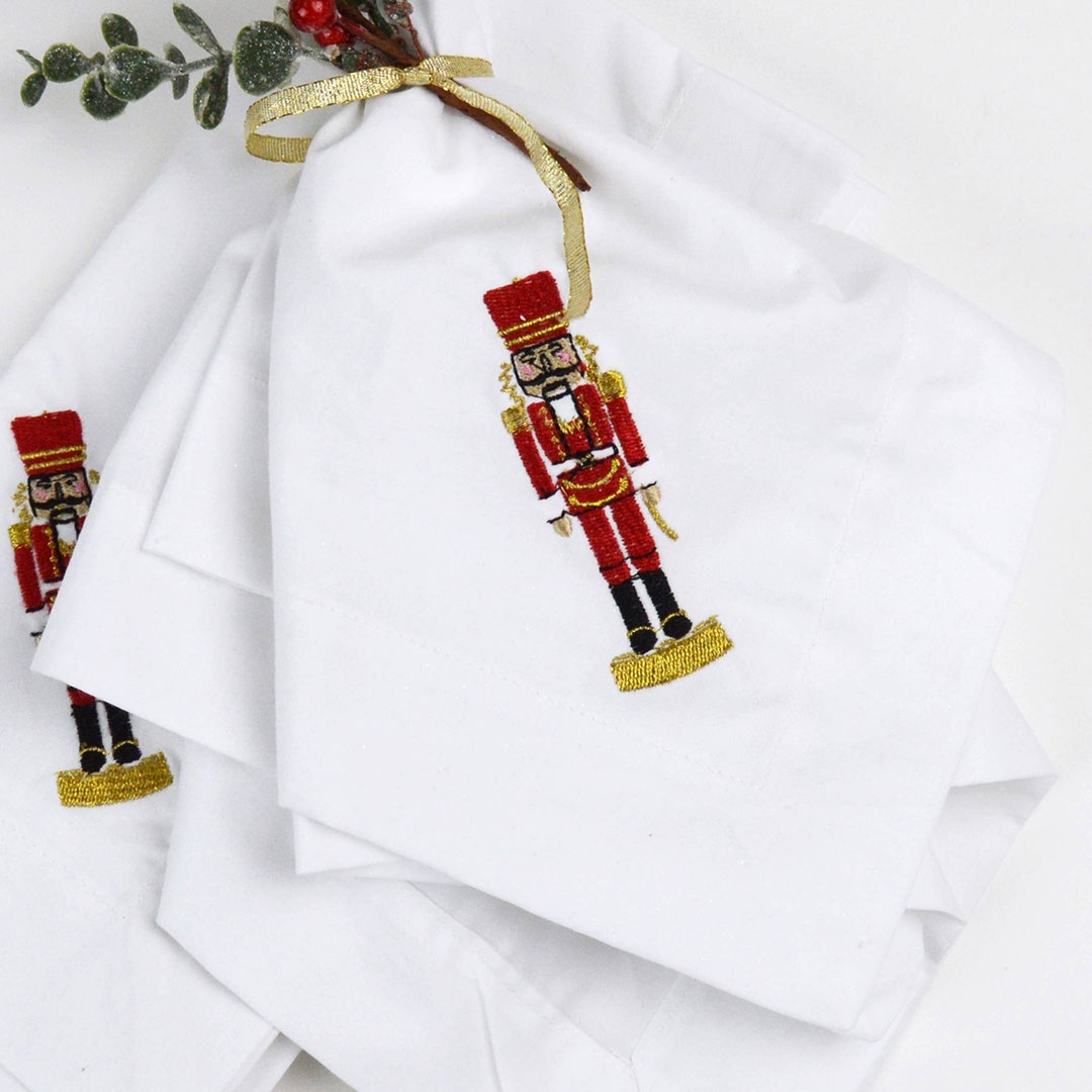 Nutcracker Embroidered Dinner Napkins SET/4 Etsy