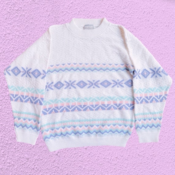 Vintage Pastel Aztec Fairy Kei Sweater 80s