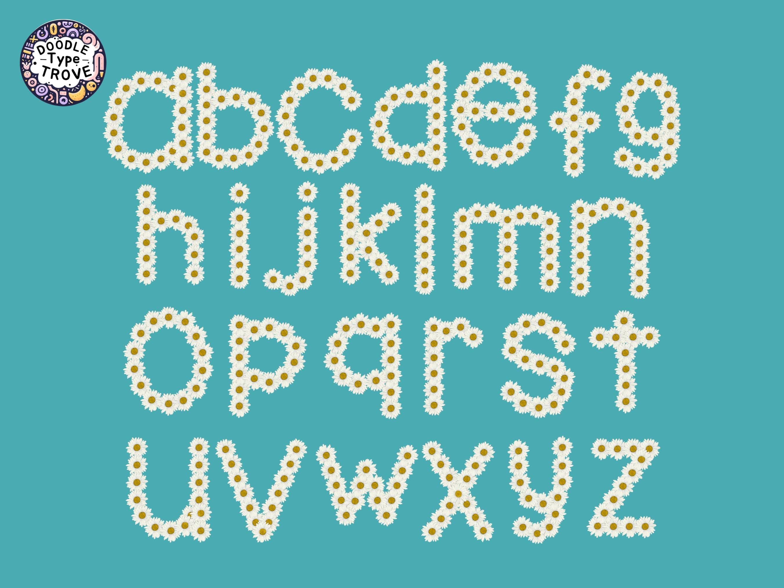 Daisy Dream Doodle Letters | Hand-drawn PNG Alphabet | Boho Floral ...