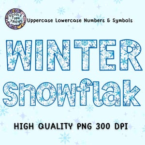 Rabiscos de alfabeto de floco de neve de inverno | Letras de clipart desenhadas à mão | Download instantâneo de arquivos PNG para artesanato e design