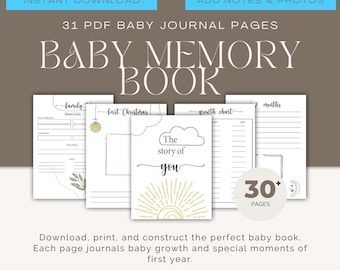 Printable Baby Book Pages | Baby Journal | Baby Memory Book PDF Download | Baby Shower | Gift New Parents | New Baby | Printable Baby Book