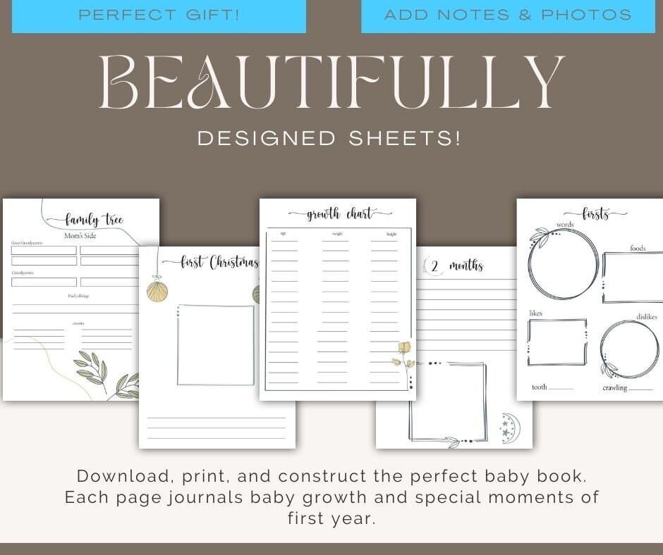 Printable Baby Book Pages Baby Journal Baby Memory Book PDF Download