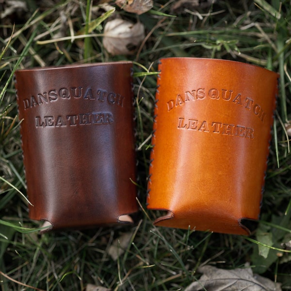 Personalized Leather Drink Holder, Custom Can Holder, Can Cooler, Personalized Koozie