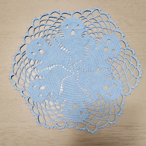 Ghost Crochet Doily Light Blue, Handmade, Halloween, Spooky, Pastel