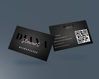 Visitekaartje zwarte kapsalon, kleine Biz-branding, kaart schoonheidsmerk, Instagram DIY-kaart, kaart wimpersalon, moderne zakelijke branding