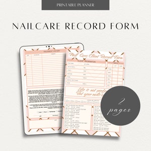 Nail Care Record Form, Nail Tech Client Profile & Nail Art Template Card, Nail Tech Client Profile Form, Stylish Nail Care Record Template