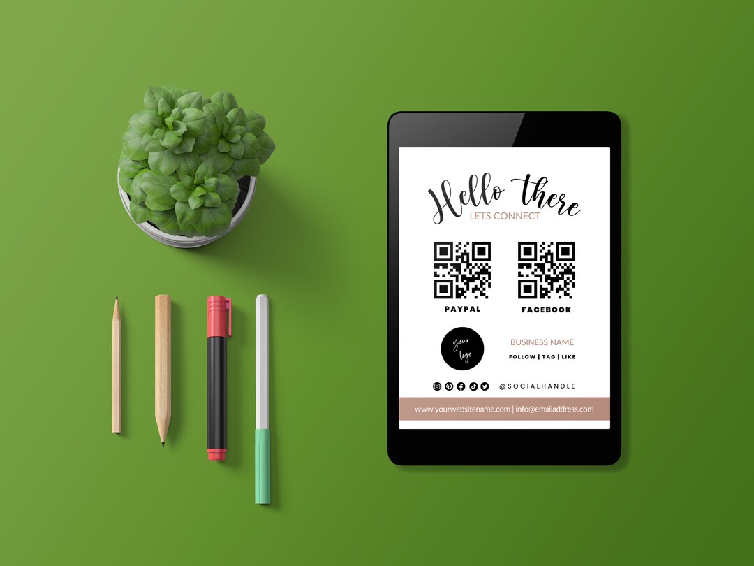 Hello There Let's Connect QR Code Template Hairdresser Etsy
