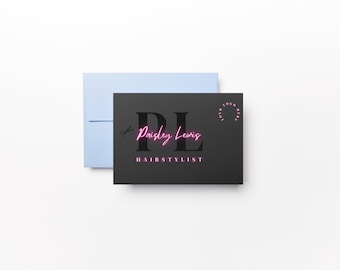 Zwart en roze visitekaartje kapsalon, modern design, kleine Biz-branding, Beauty Brand Card, Instagram DIY-sjabloon, kaart wimpersalon