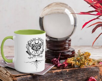 Moth Witchy Spiritual Mug Forestcore Boho Aesthetic Gift for Her Dark Academia Gothic Gift Coffee Lover Mug Cottagecore Gift for Him