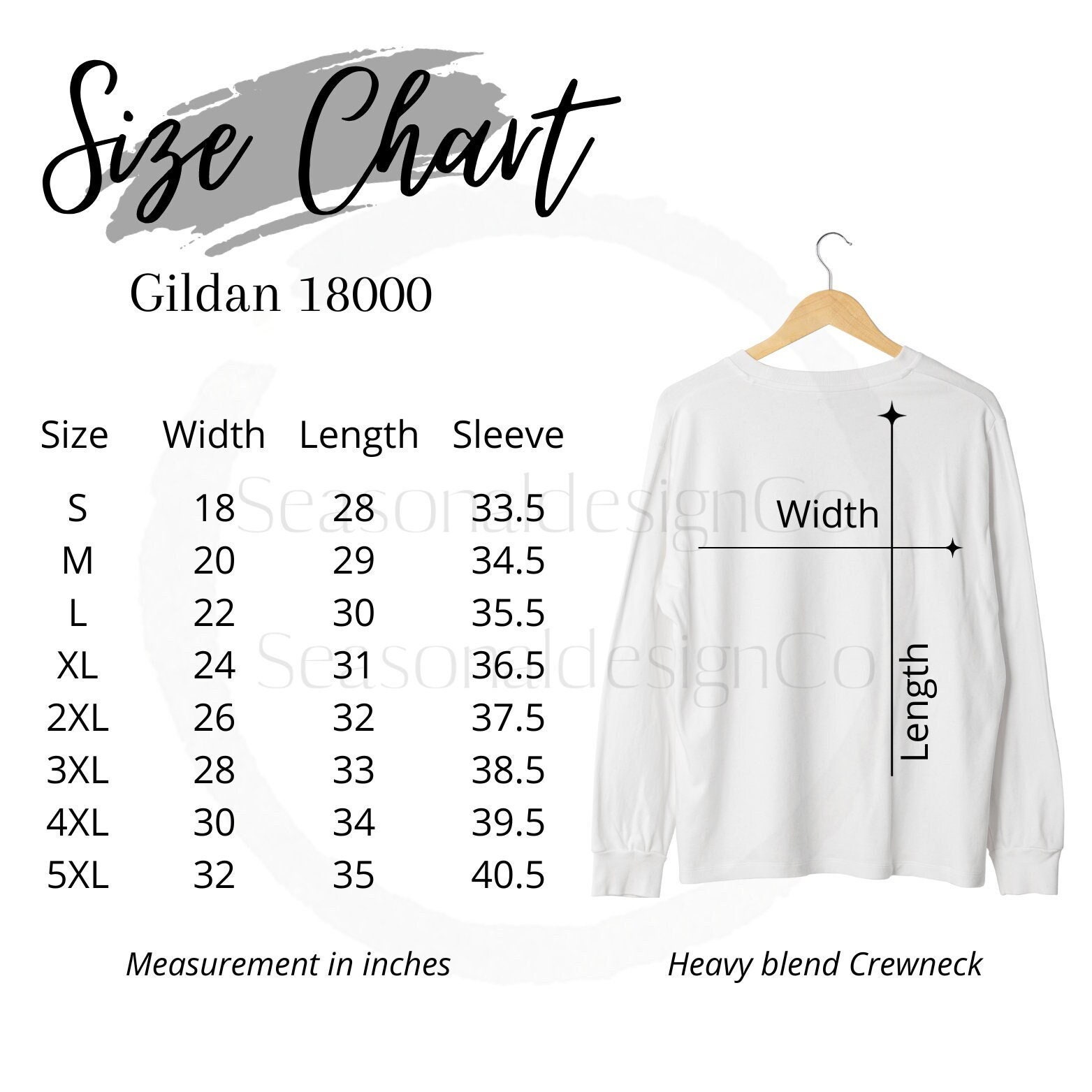 Sweatshirt Size Chart Gildan Size Chart Sweater Size Chart Etsy