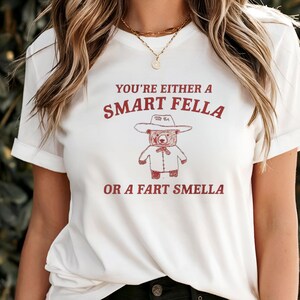 Are You A Smart Fella Or Fart Smella? Retro Cartoon T Shirt, Weird T Shirt, Meme T Shirt, Trash Panda T Shirt, Unisex