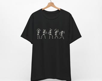 Dancing Skeleton Halloween T-Shirt: Unisex Fall Tee