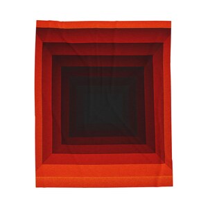 Red Gradient Geometric Tunnel Velveteen Plush Blanket | Retro Optical Illusion