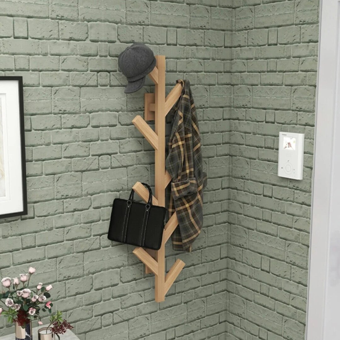 Wall Mounted Hanger Wall Hanging Decor Walnut Wall Hanger Etsy