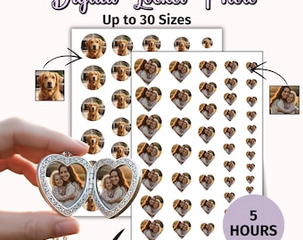 Custom Digital Photo Print, Heart Shaped Locket Size Photo, Digital Locket Photo Print, Locket Photo Prints Locket Pictures