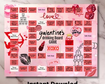 Galentine's Day Drinking Board Game Template, Galentine's, Girls Night Party