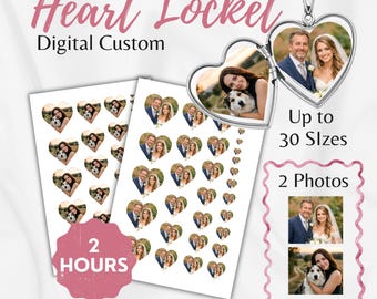 Custom Heart Locket Photo Prints, Digital Keepsake for Pendant (Digital Download)