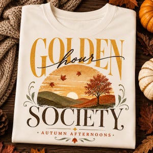 Golden Autumn Society PNG, Autumn Aesthetic PNG, Vintage Fall Shirt Design, Cozy Season Sublimation, Retro Fall Graphic, Instant Download