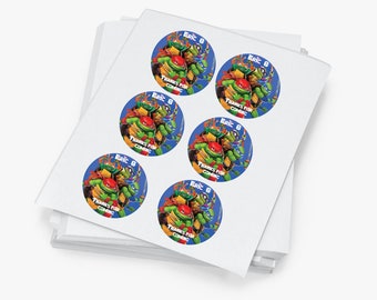 Birthday Gift Tags, Custom Birthday Labels, Turtle Sticker Labels, Turtle Party Gift Tag Stickers, Personalized Ninja Turtle Stickers