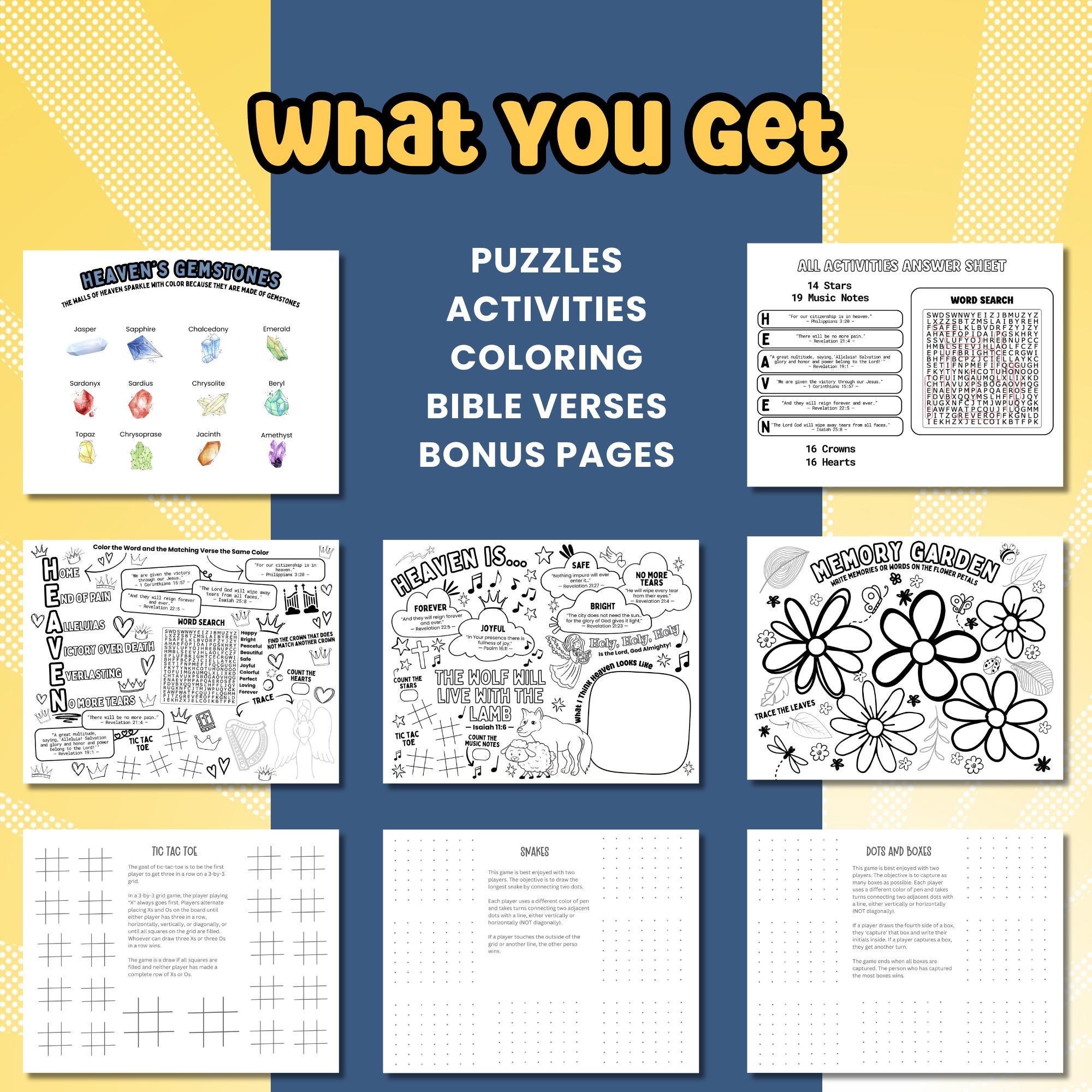 Heaven Kids Activities Sunday School Printable Worksheet for Kid Bible ...