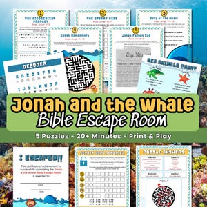 Bible Escape Room Puzzle Printable Religious Game Kids Church Mystery Jonah Whale Activity Classroom Lesson Interactive Scripture Learning