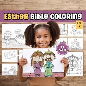 Esther Bible Coloring Page Kid Coloring Book Bible Women Coloring Sheet for Sunday School Old Testament Coloring Queen Esther Homeschool