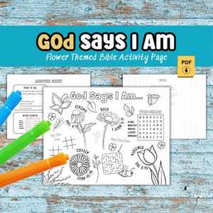 Kids Activities Printable Bible Activity God Says I Am Loved Spring Activity Sheet Girl Activity Placemat Homeschool Lesson Self-Esteem Kid